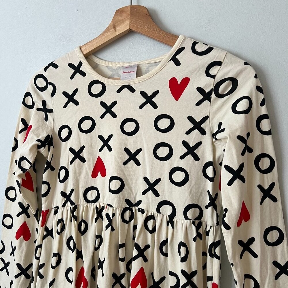 Hanna Andersson XO Valentine's Day Long Sleeve Cotton Dress Girl's Size 12 - Picture 3 of 8
